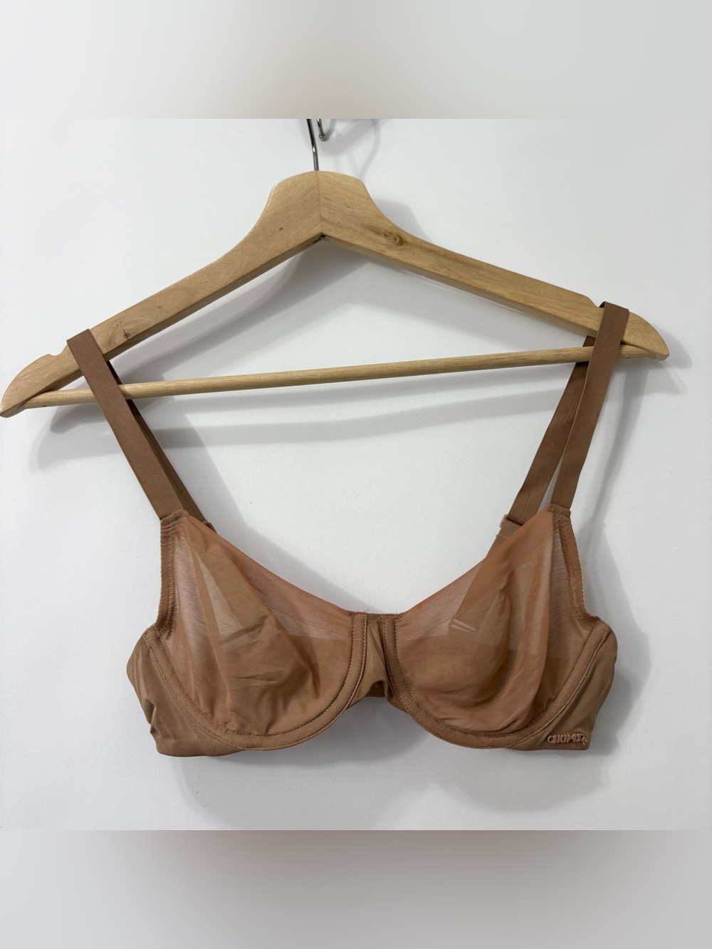 SKIMS Tan UNLINED DEMI MESH BRA Size 34B